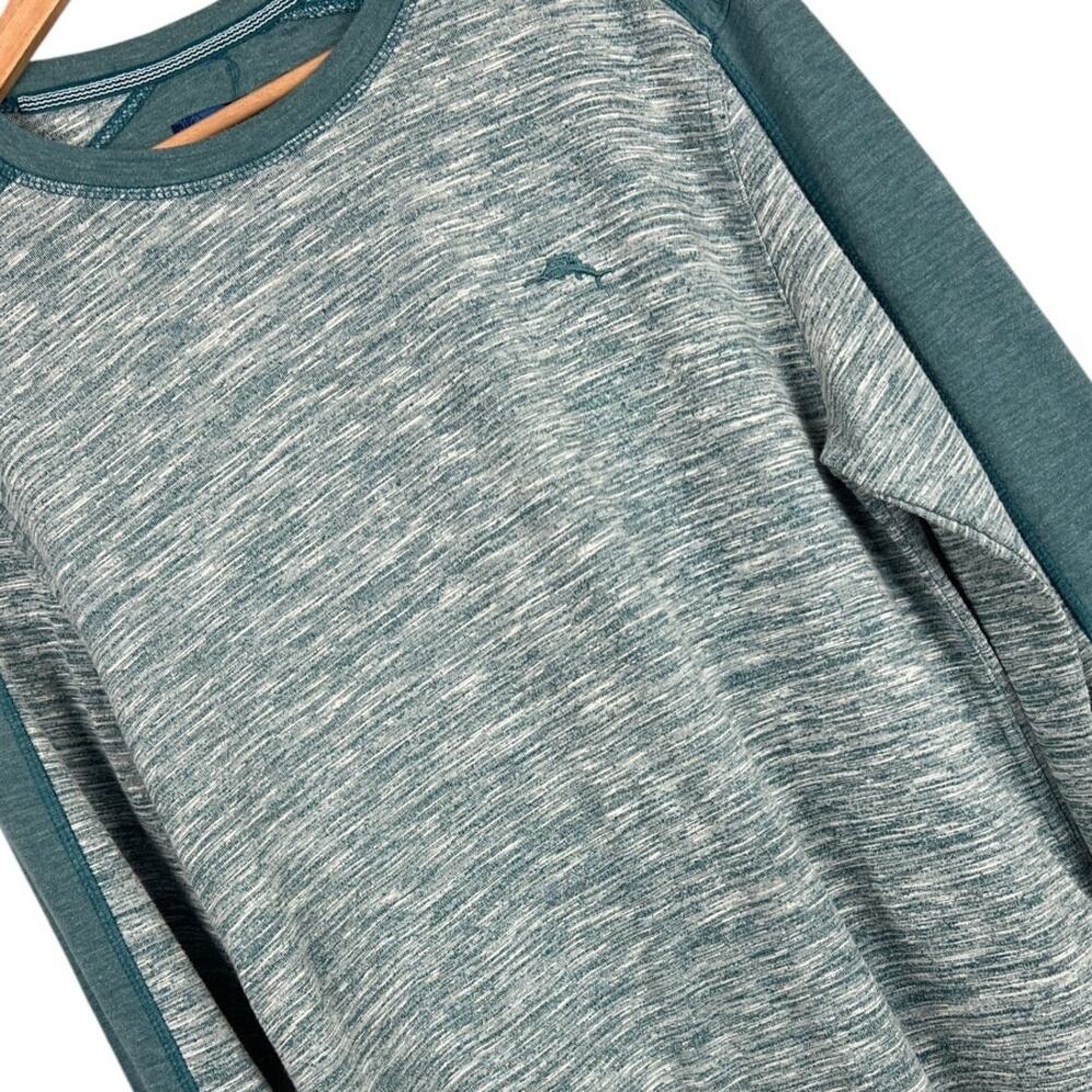 TOMMY BAHAMA Men's‎ S Gray Green Pullover Embroidered Marlin Casual Sweatshirt
